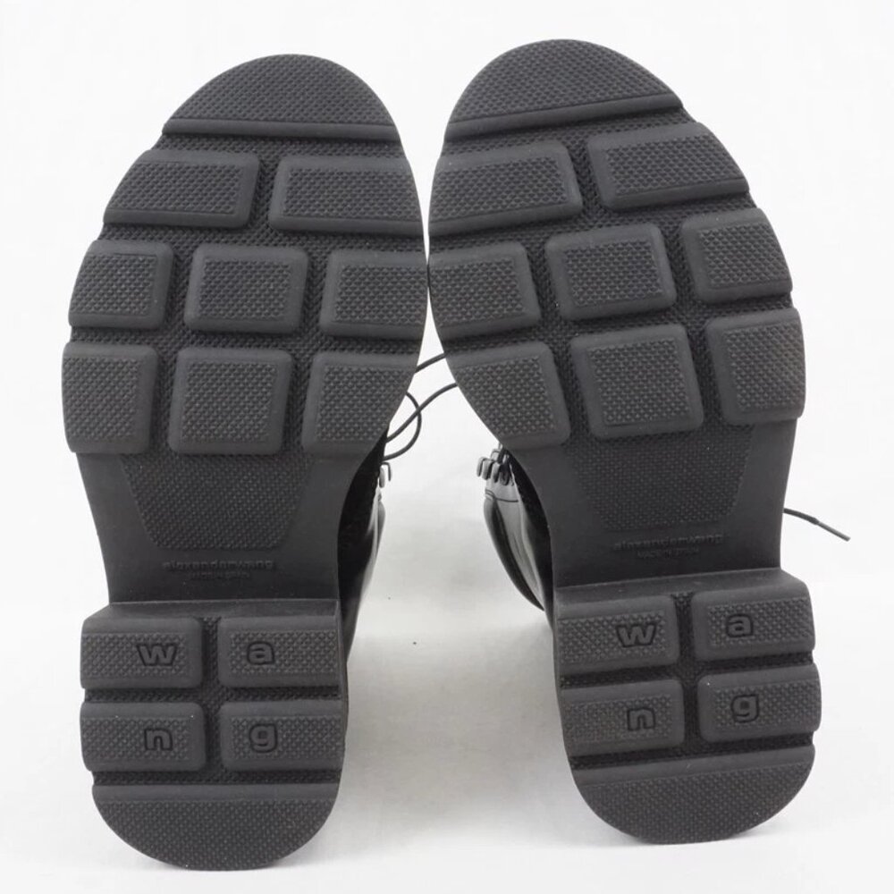 Alexander Wang Atlas Leather Lace-Up Platform Combat Rugged Boots in Black - Picture 9 of 16